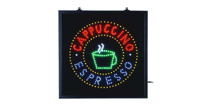 Sign "Cappuccino" with LED`s