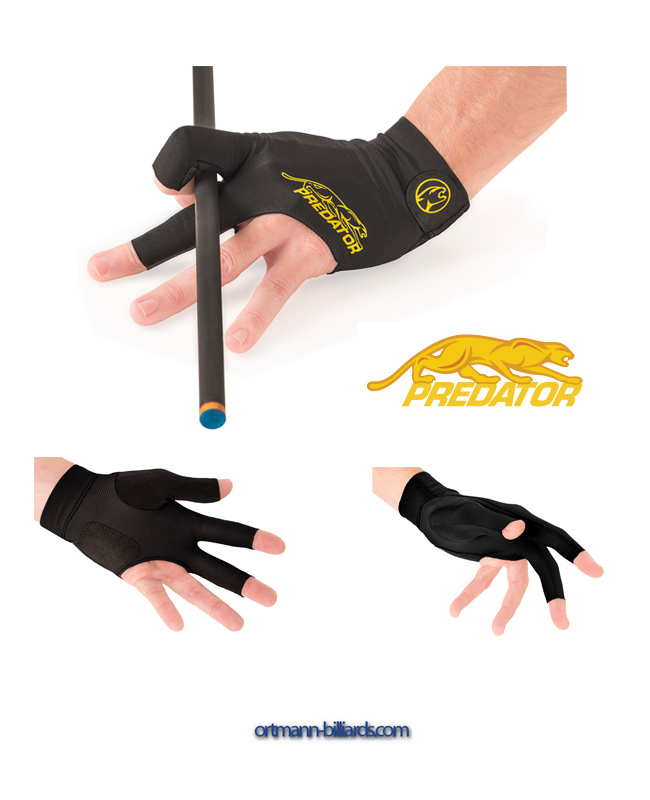 3 Finger gelb-schwarz S/M Pool Snooker Predator Second Skin Billard Handschuh 