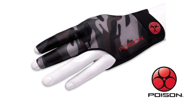 Billiard Glove, Poison Camo 3-Finger, Black-Green, L&XL