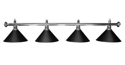 Billardlampe, Elegance, schwarz/silber, 4 Schirme, Ø 35 cm, 145 cm